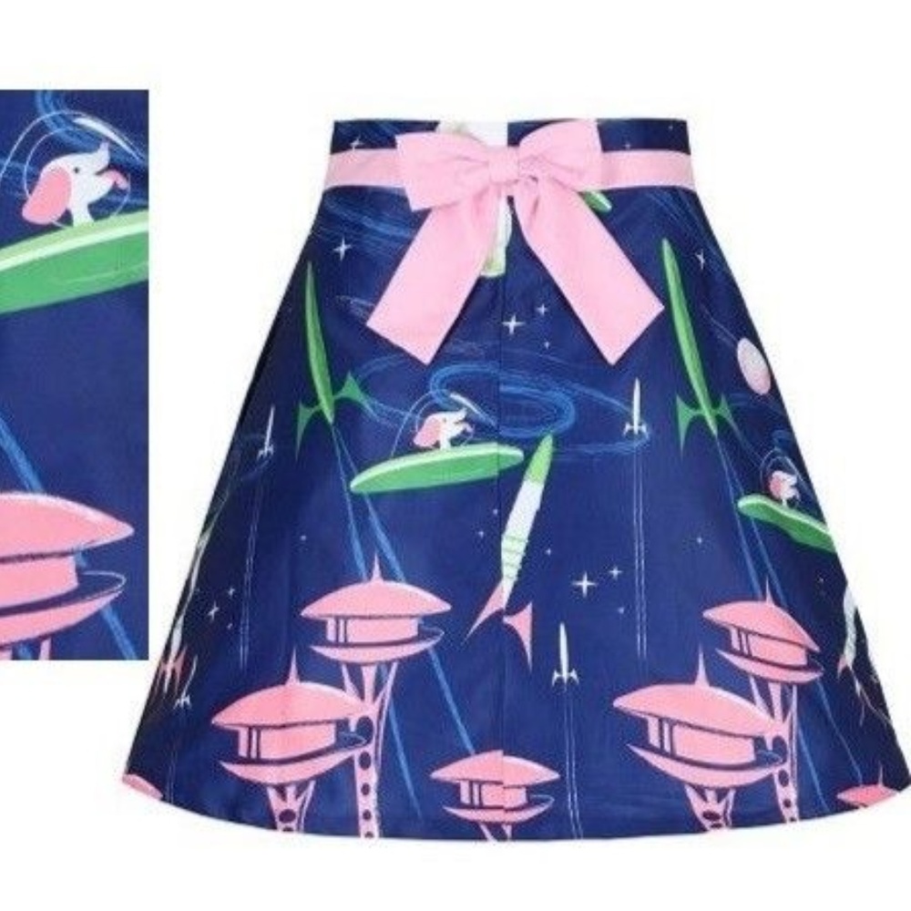 NWT Lindy Bop Space Dog Atomic Print Pinup Skirt
